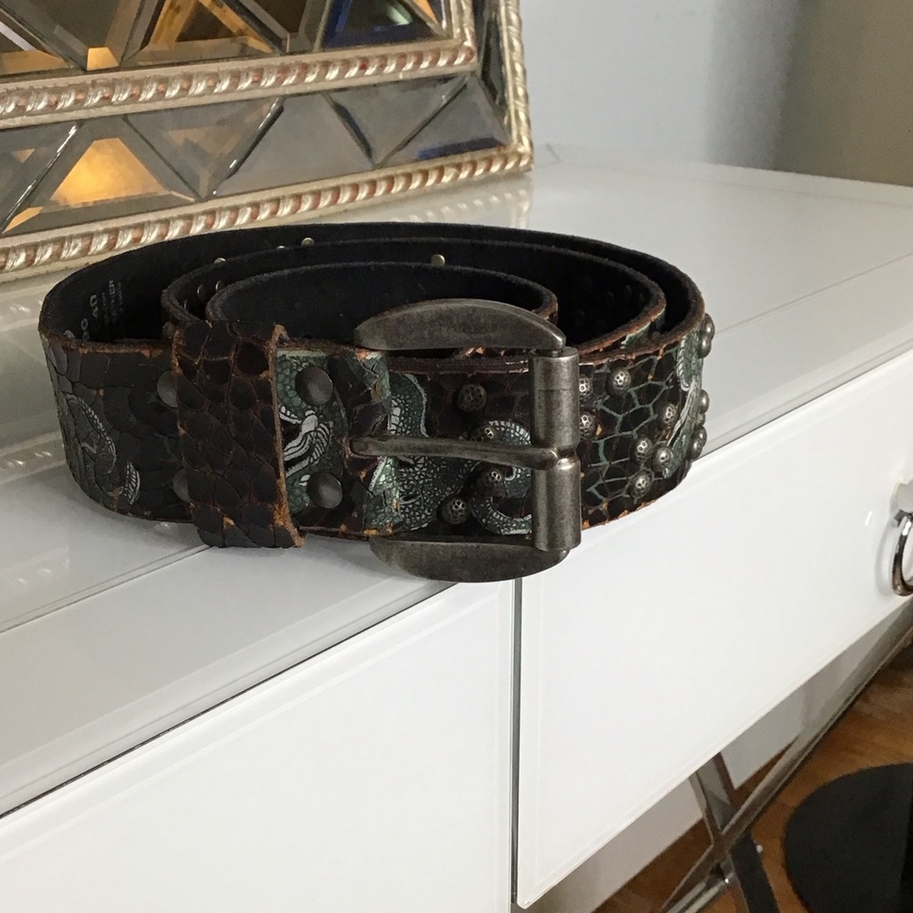 Men’s Unique Bill Adler Unique distressed leather studded belt